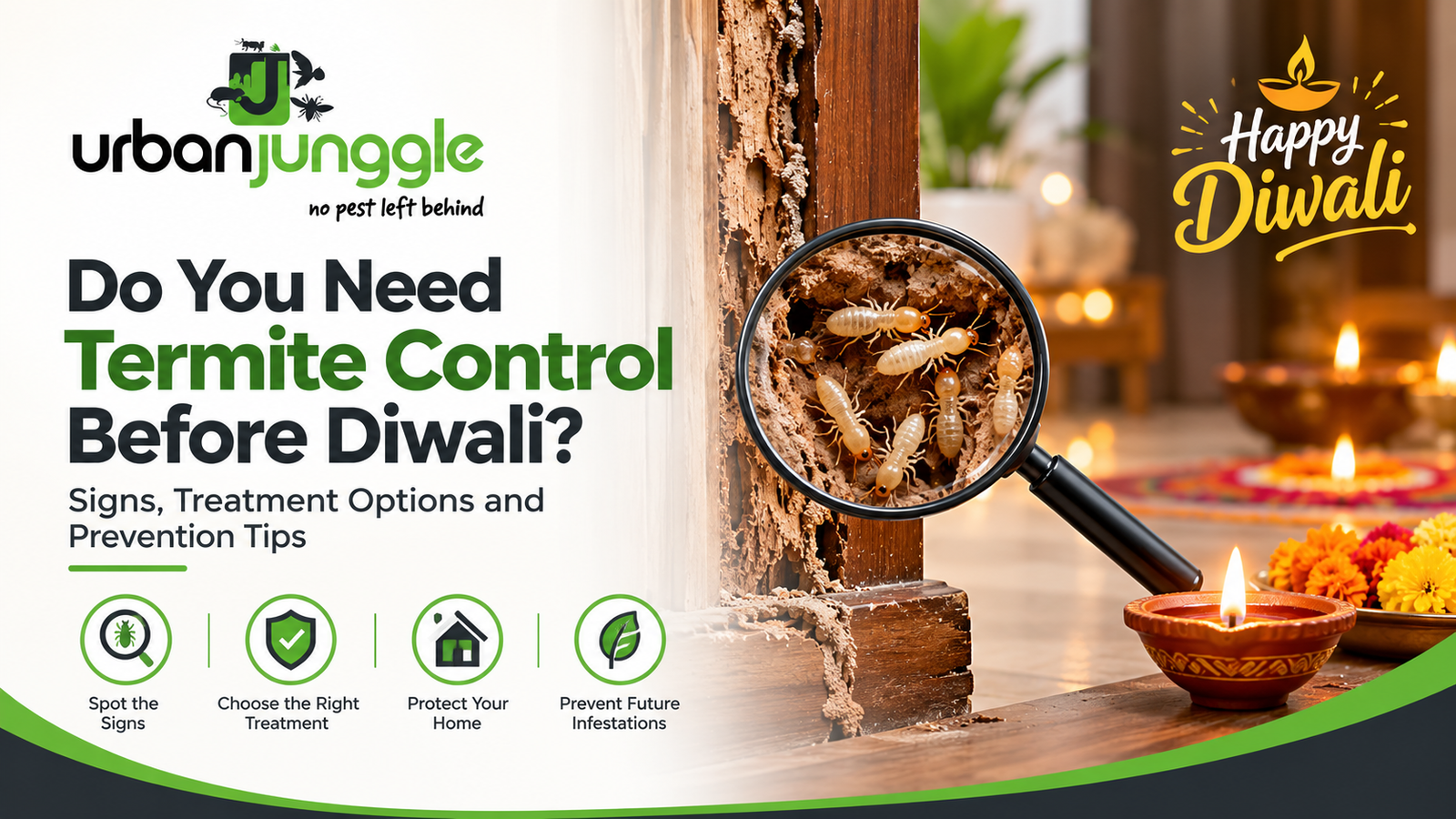 Professional termite inspection of wooden furniture before Diwali